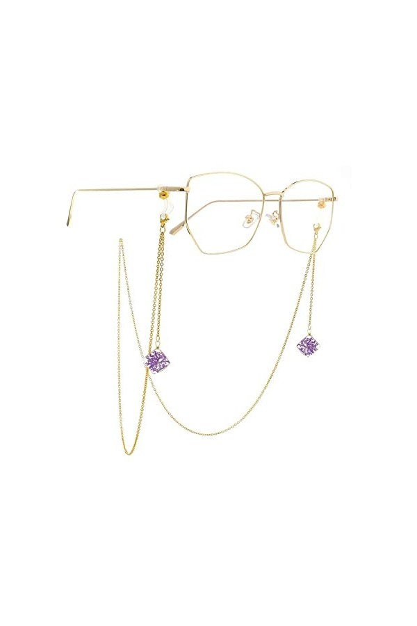 DNLKWGO Élégante chaîne de lunettes avec pendentif en forme de fleur séchée naturelle pour femme, blanc, taille unique