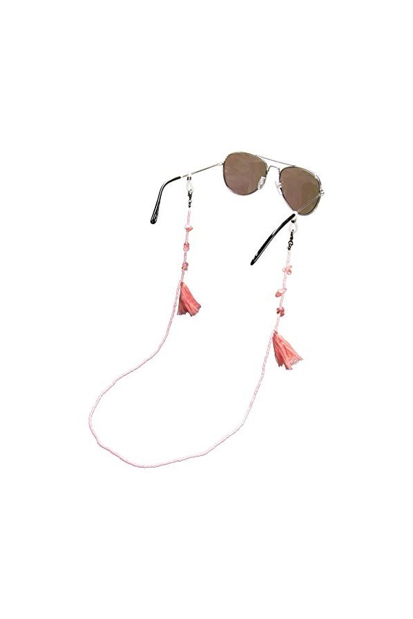 Alpenflüstern Chaîne de lunettes Boho DHK289 - Pour lunettes de soleil - Couleur turquoise, rose et blanc - Rose -