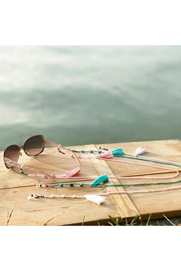 Alpenflüstern Chaîne de lunettes Boho DHK289 - Pour lunettes de soleil - Couleur turquoise, rose et blanc - Rose -