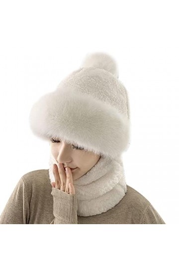 Femmes coupe-vent écharpe chapeau hiver chaud écharpe chapeau, ensemble doux tricoté chapeau en peluche, Bonnet pour femme ba