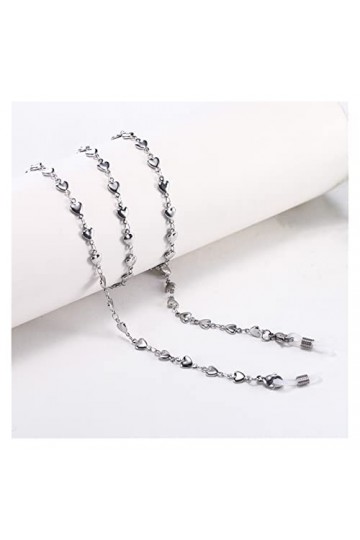 CuteyRain Chaine Lunettes, Chaîne en Acier Inoxydable for Masque Femmes Croix Heart Verres Perles Chaînes Chaînes Lanières Lu
