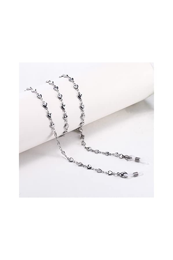 CuteyRain Chaine Lunettes, Chaîne en Acier Inoxydable for Masque Femmes Croix Heart Verres Perles Chaînes Chaînes Lanières Lu