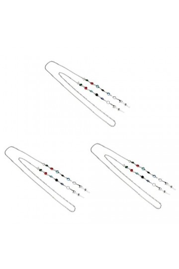 SOIMISS 3 Pièces Haute Lanière Lunettes Lecture Argent Retenue Lunettes Et Porte-Lunettes Chaîne Perlée Qualité Sangle Antidé
