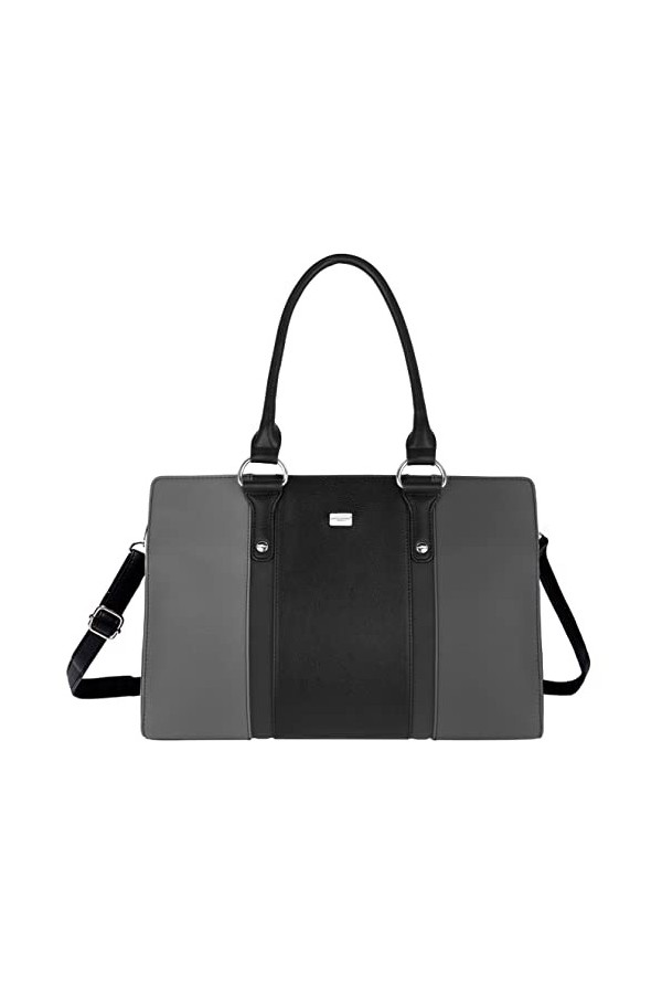 David Jones - Sac à Main Femme - Fille Cours Travail Business Multicolore XL - Anse Longue Cuir PU - Porte-Document - Noir
