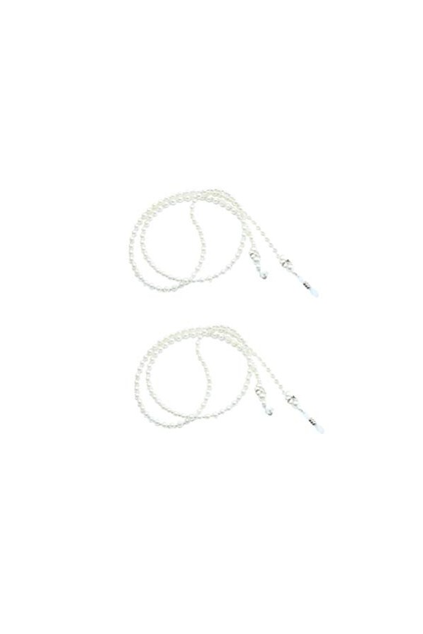 EXCEART Lot de 2 chaînes de lunettes de soleil en perles - Long collier pour lunettes de soleil - Blanc