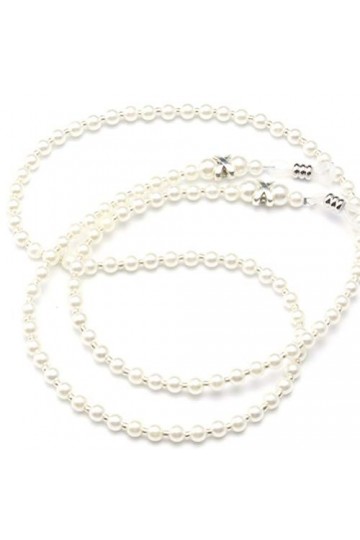 EXCEART Lot de 2 chaînes de lunettes de soleil en perles - Long collier pour lunettes de soleil - Blanc