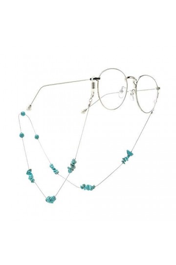 GaoF Chaîne de Lunettes Perles Turquoise Chaîne de Lunettes à la Main Chaîne Anti-Perte Porte-chaîne de Lunettes Corde de Lun