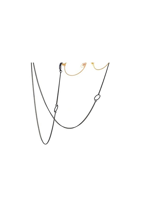 NOGRAX Longe de lunettes Sangle de lunettes for femme Anneau noir Chaînes de masque en métal Cordon de lunettes élégant