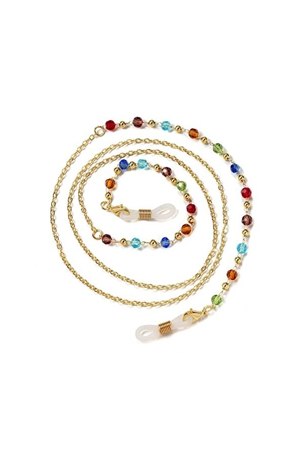 CuteyRain Chaine Lunettes, Lunettes de Vue for Femmes Crystall Crysers Sunglasses Chaînes Verres Porte-Cordon Gold Lanyard Co