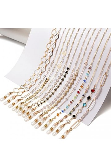 CuteyRain Chaine Lunettes, Lunettes de Vue for Femmes Crystall Crysers Sunglasses Chaînes Verres Porte-Cordon Gold Lanyard Co