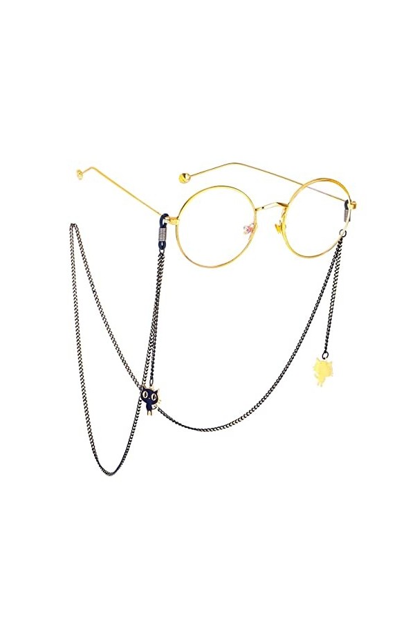 ViLLeX Lanyard Lunettes Chaînes for Femmes Black Cat Pendentif Masque Chaînes Élégant Lunettes de Soleil Bretelles