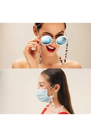 HczIon Chaîne Lunettes Lot De 2 Chaînes De Lunettes En Résine,Chaîne De Lunettes De Soleil,Chaîne Anti Perte,Chaîne De Lunett