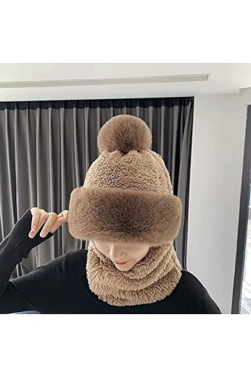 Chapeau écharpe Coupe-Vent de Cyclisme pour Femme, Bonnet dhiver en Peluche 3 en 1, Chapeau Coupe-Vent Siamois dhiver pour 