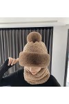 Chapeau écharpe Coupe-Vent de Cyclisme pour Femme, Bonnet dhiver en Peluche 3 en 1, Chapeau Coupe-Vent Siamois dhiver pour 