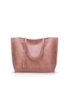 NICOLE&DORIS Femme Sac Cabas Grand Sac à Main Sac fourre-Tout en Cuir PU Sac à bandoulière Mode Sac à Main Rose