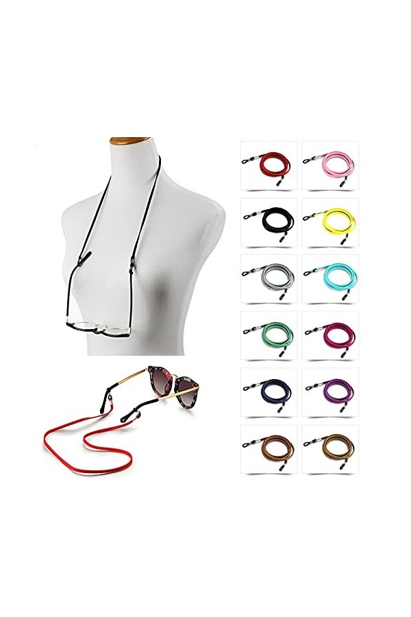 CuteyRain Chaine Lunettes, Lunettes de Soleil à la Corde de Lunettes Lunettes de Soleil réglables Lunettes de Vue en Corde La