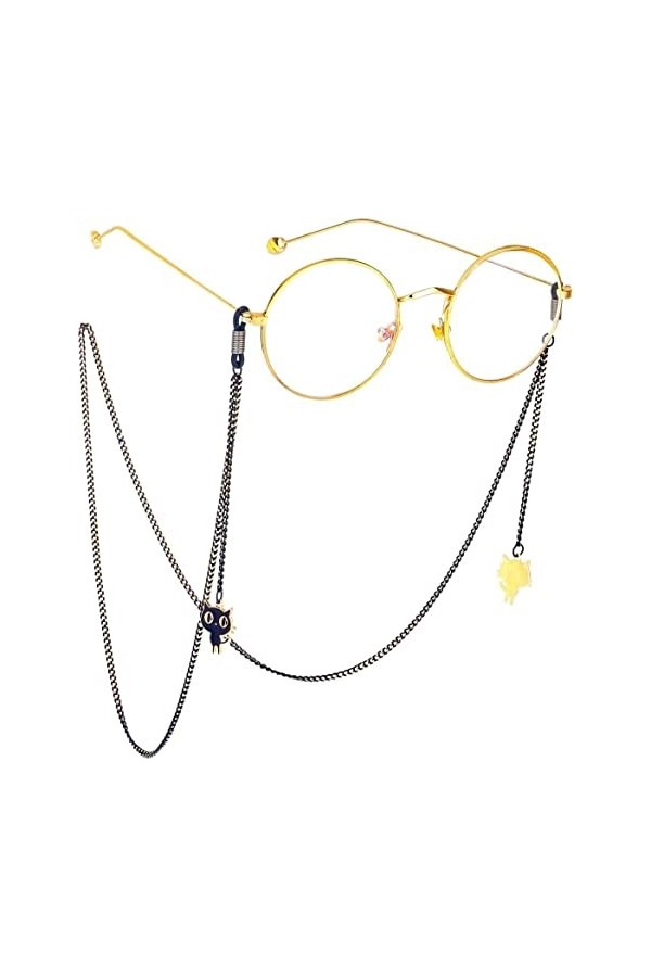 MORYEN Lanyard Lunettes Chaînes for Femmes Black Cat Pendentif Masque Chaînes Élégant Lunettes de Soleil Bretelles Lanyard