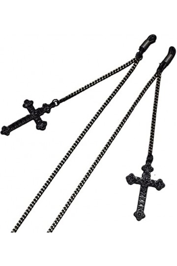 MORYEN Chaînes de Lunettes Longe de Lunettes for Femmes Pendentif Croix Noire Lunettes de retenue Élégantes Sangles de Lunett