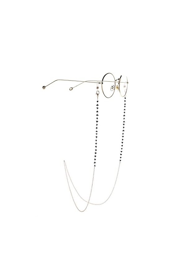 NOGRAX Chaînes de lunettes de cordon for femmes Chaînes de masque perlées irrégulières noires Cordon de lunettes élégant