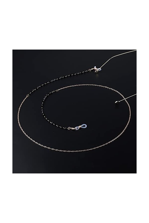 NOGRAX Chaînes de lunettes de cordon for femmes Chaînes de masque perlées irrégulières noires Cordon de lunettes élégant