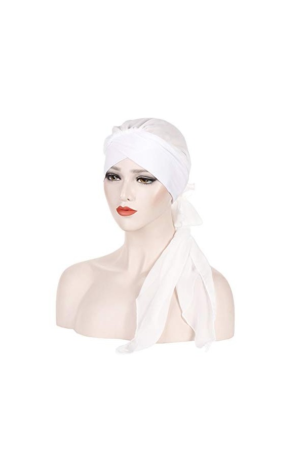 MoreChioce Cotton Bamboo Chapeau,Femmes Bonnet Chimio Cheveux Bandeau Musulman Head Wrap Cap Headwear Bohême Casquette,Vert A