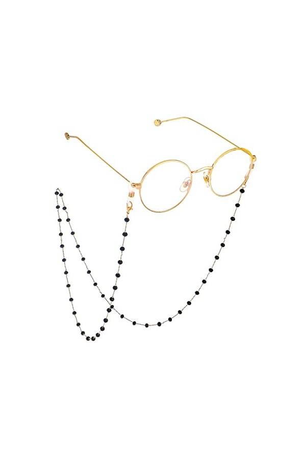 ViLLeX Cordon de Lunettes for Lunettes for Femme Noir perlé Masque Longe élégant Cordon de Lunettes