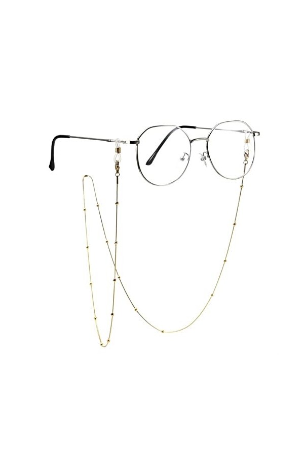 ViLLeX Longe de Lunettes Sangle de Lunettes for Femmes Collier en métal perlé Rond Simple Cordon de Lunettes élégant