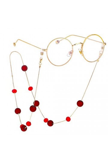 GYC Lunettes De Vue Sangle De Chaîne De Verres en Cristal Rouge Chaîne De Lunettes Multi-usages Chaînes Et Cordons pour Femme
