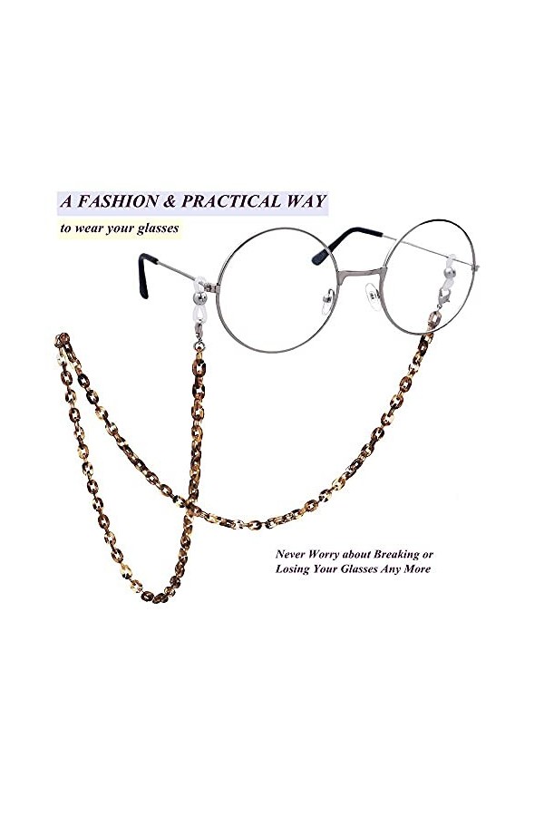 Kai Top Chaîne de lunettes de soleil rétro faite à la main avec chaîne en acétate - Marron - Medium