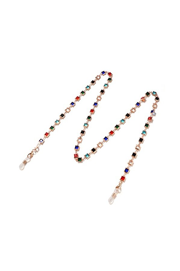 SAIBOL Chaîne de lunettes, Chaîne de lunettes élégante en métal, lanière de lunettes en diamants colorés, chaîne de retenue d