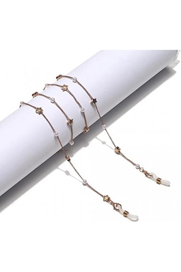 MORYEN Chaînes de Lunettes for Femmes étoiles et Perles Crochets doreille antidérapants et Cordon de Lunettes élégant en Sil
