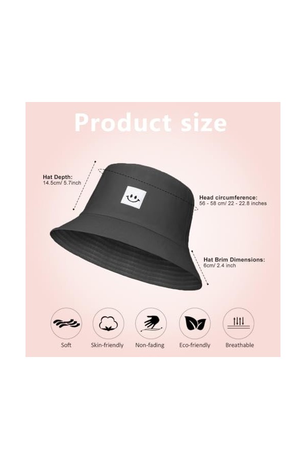 PLABBDPL Femmes Hommes Bobs Chapeau De Soleil Chapeau de Pêcheur Casquettes Sport Chapeau de Plage Chapeau De Seau Anti-UV Bo