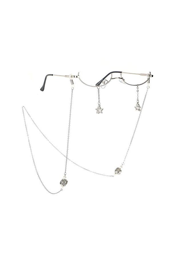 ViLLeX Chaînes de Lunettes Sangle de Lunettes for Femmes Multifonction Métal Zircon Mode Lunettes de Retenue Color : Silver,