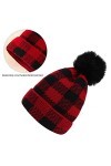 Ruiqas 1Pc Bonnet Tricoté dhiver Casquettes Assorties pour La Famille Mère Enfant Chapeau à Carreaux Chaud Parent-Enfant Bon