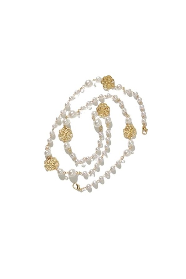 Chaîne De Lunettes Camélia – Chaîne De Perles Faite À La Main, 2 Pièces, Chaîne De Pull, Lunettes, Masque, Ornements