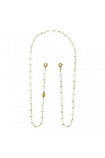 Chaîne porte-lunettes en acier PVD or avec perles de Marlù, COC008G-W, or, Taille unique