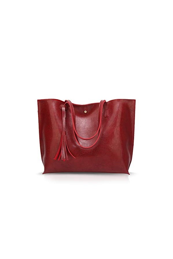 NICOLE&DORIS Femme Sac Cabas Grand Sac à Main Sac fourre-Tout en Cuir PU Sac à bandoulière Mode Sac à Main Rose