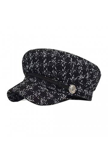 XLKJ Femmes Béret Casquette Souple, Femme Chapeau Visière Pêcheur Casquette Gavroche Béret Français, Noir chiné, Taille 58
