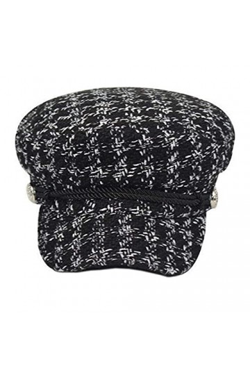 XLKJ Femmes Béret Casquette Souple, Femme Chapeau Visière Pêcheur Casquette Gavroche Béret Français, Noir chiné, Taille 58