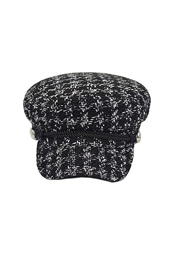 XLKJ Femmes Béret Casquette Souple, Femme Chapeau Visière Pêcheur Casquette Gavroche Béret Français, Noir chiné, Taille 58