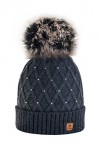 morefaz Femme Beanie Cristaux Chapeau Hat Crystal Grande pom pom Bonnet dhiver chaud doublure polaire Black MFAZ Ltd