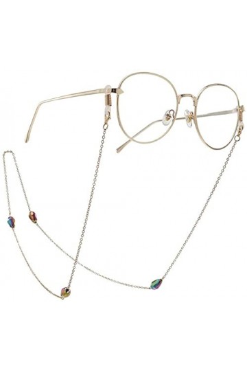 HAOLI Lunettes chaîne Lunettes Collier chaîne antidérapante gouttelettes deau Multicolores Verres en Cristal Sangle chaîne C