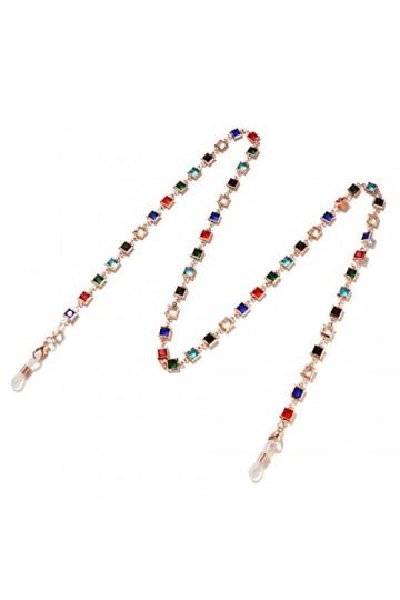 UYUME Chaîne de lunettes, Chaîne de lunettes élégante en métal, lanière de lunettes en diamants colorés, chaîne de retenue de