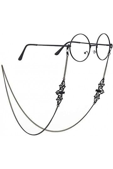 Chaîne de lunettes Chauve-souris noire Chaîne de lunettes Rétro col suspendu Lunettes personnalisées Chaîne de décoration 2 p