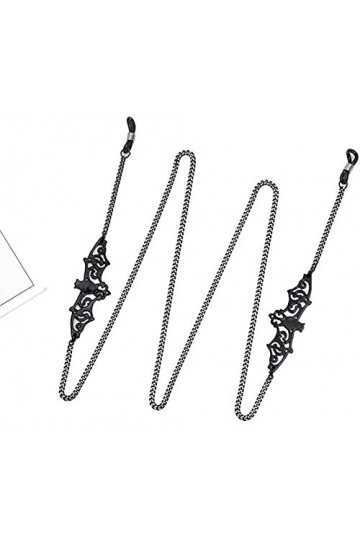 Chaîne de lunettes Chauve-souris noire Chaîne de lunettes Rétro col suspendu Lunettes personnalisées Chaîne de décoration 2 p