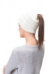 Lemef Bonnet Queue en Tricot Torsadé Chapeau de Chignon Queue de Cheval Désordonné Bonnet Chapeau dhiver Chaud pour Femmes