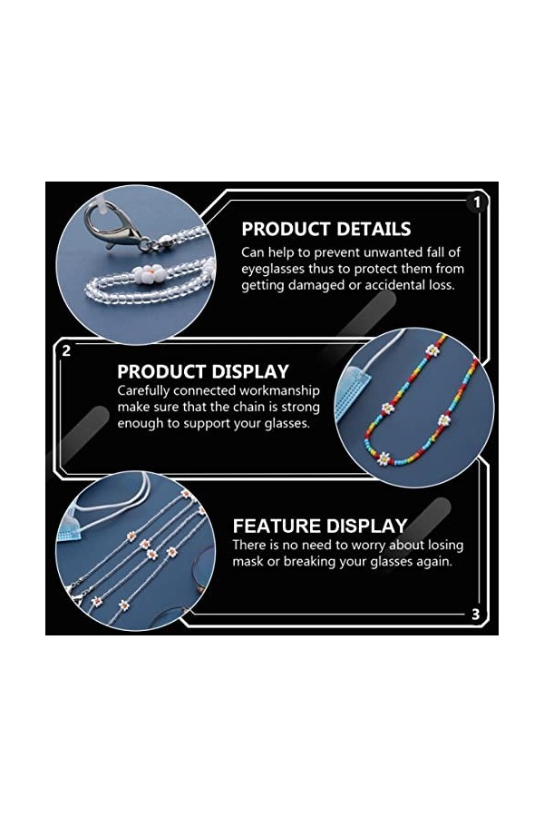 6 pcs Colliers Perdus Hommes Chaînes Lunettes De Soleil Boucle Skid Collier Femmes Floret Chaîne Masque De Cou avec Lunettes 