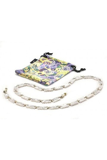 airport Chaînes pour lunettes de vue ou de soleil, transformable en collier ou bracelet, couleur blanc nacré/or effet marbre 