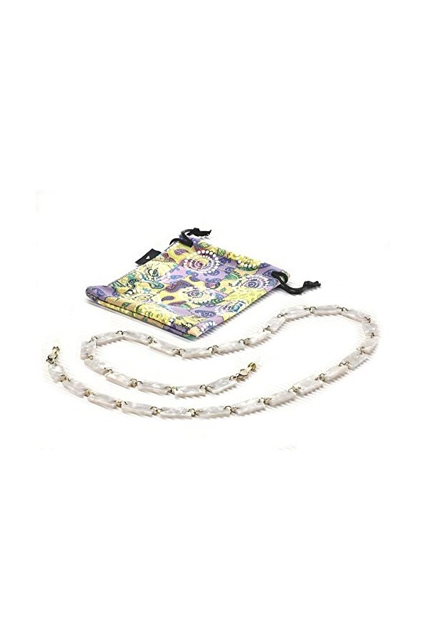 airport Chaînes pour lunettes de vue ou de soleil, transformable en collier ou bracelet, couleur blanc nacré/or effet marbre 