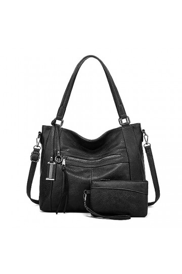 BAIGIO Sac a Main Grand Cuir PU Sac Hobo Sac Cabas Femme Sac Bandoulière Fourre Tout Messenger et Portefeuille Ensemble pour 